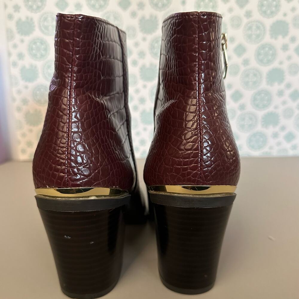 Liz Claiborne red brown croc print faux leather pointed toes 3.5” heels size 8.5 - Picture 10 of 13